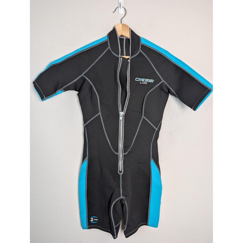 Cressi Wetsuit Womens M Black Neoprene 2mm Short Sleeve Lined Above-the-Knee‎